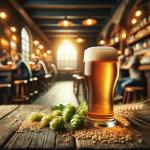 DALL·E 2023-12-23 10.57.37 - A photo that exemplifies composition in beer photography. The image features a well-composed scene with a pint of golden beer in a clear glass, positi.png